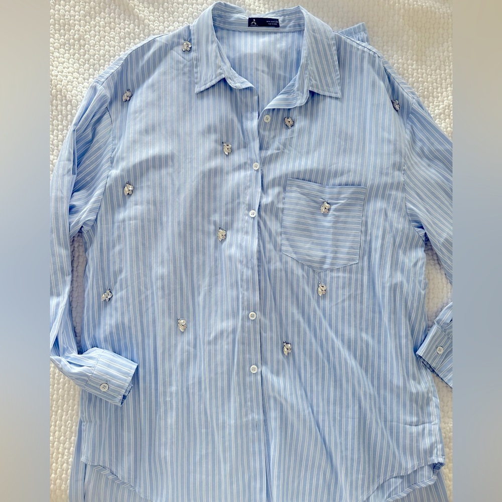 Striped Rhinestone Button Up Set - Picture 4 of 10